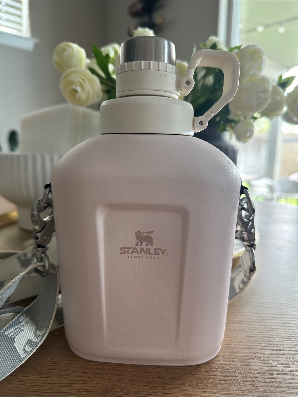 Stanley Pink Travel Growler with White Cap and Strap